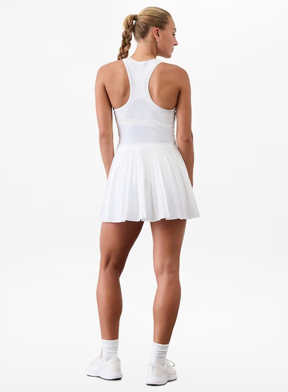 Athleta Match Point Pleated Dress White NWT XL